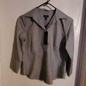 TALBOTS Women's New Gray Blouse, Size 2P, NWT